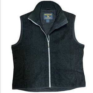 Woolrich Collar Sweater Vest Womens M Black Wool Blend Vented Lining and Pockets